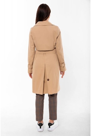 Pastelastore %100 Pamuk Gabardin Midi 95cm Astarlı Kemerli Kadın Trençkot 1113 Açık Bej