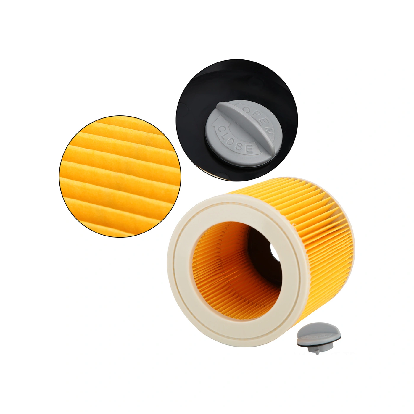 Hangfox Karcher A2004/2054/2204/2656 Serisi İçin Nemli-kuru Süpürge Filtresi, Toz Ve Alerjen Tutucu, Kilitleme Özelliği, Kolay Kurulum