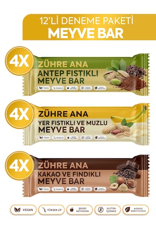 Meyve Bar Deneme Paketi 35 Gr X 12 Adet 3 Çeşit