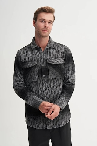 Cazador Regular Fit Cepli Oduncu Desenli Vintage Gömlek-23005 Siyah
