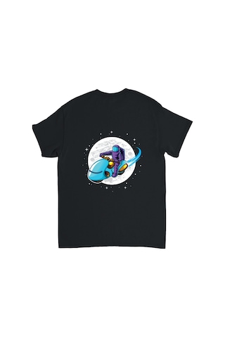Paybuy Retro Roket Motosiklet Astronot Baskılı Erkek Tişört