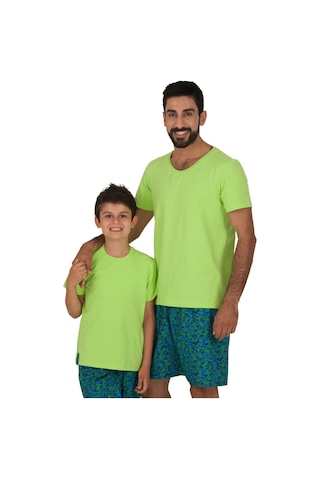 The Don Aile Yeşil-Lacivert Desenli Erkek Çocuk Pijama Takımı (2-