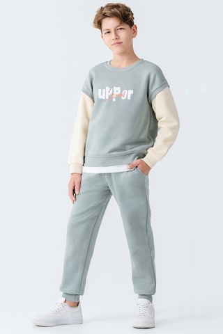 Erkek Çocuk Upper Baskılı 3 İplik Kalın Kışlık Eşofman Takımı Ak4231 Yeşil