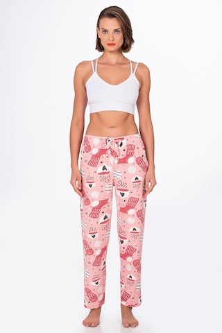 Kompedan Kadın Süet Kahve Desenli Pijama Tek Alt Desen 13