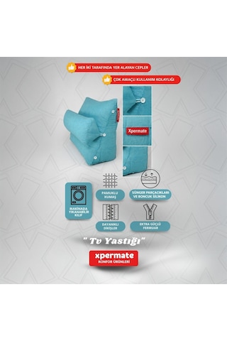 Xpermate Sırt, Bel, Boyun Destekli TV Okuma Yastığı Ameliyat Sonrası Mavi