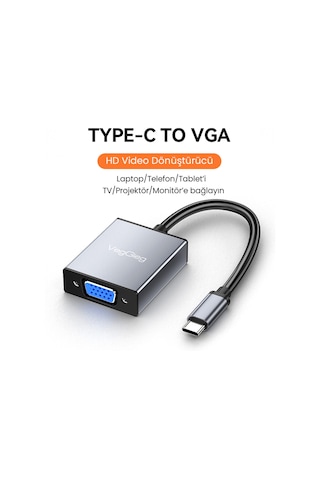 Veggieg Type-c To Vga 1080p 60hz Çevirici Dönüştürücü Kablo Adaptör