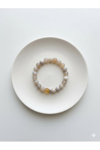 8 Mm Çiçekli Akik Doğaltaş Bileklik Unisex Şeffaf