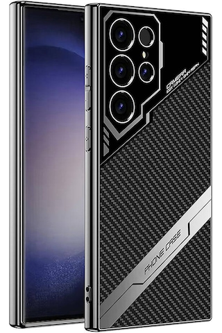 Zore Galaxy Uyumlu S23 Ultra Kılıf Kamera Korumalı Karbon Tasarım Msra Yeni Seri Procase Kapak-siyah Karbon Siyah Karbon