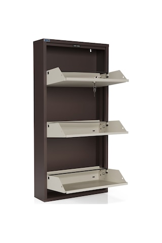 Ceha Kilitli Metal Ayakkabılık 3'lü Kahverengi - Krem - K.AYK-3 /AB8317-AB1013/KL Kahverengi