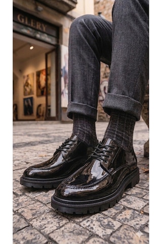 Dmr Elegance Ba0237 Bağcıklı Rugan Klasik Yüksek Taban Casual Erkek Ayakkabı Rekli