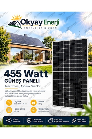 Okyay Enerji 455 Watt Monokristal Güneş Paneli A+