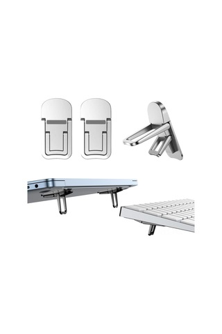 Padalink Ayarlanabilir Çinko Alaşımlı Katlanabilir Dizüstü Bilgisayar Standı - 2'li Paket Gümüş