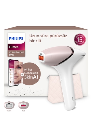 Philips Lumea 9900 Serisi BRI950/02 IPL Tüy Alma, SkinAI Uygulama, Vücut ve Yüz için 2 Başlık, Çanta