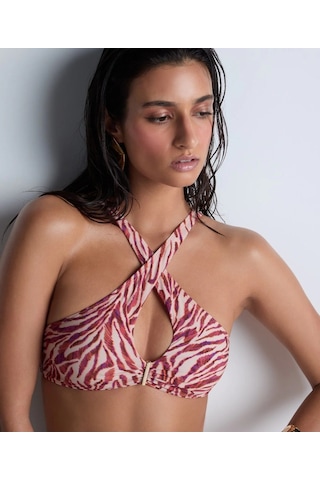 Aubade Feline Energy Bralet Bikini Üstü, Damla Dekolteli, Altın Detaylı Büstiyer Pembe