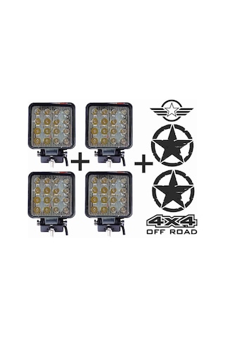 Sm Motors Off Road Sis Farı Sis Lambası 16 Led Kare 4'lü Paket Siyah Tyc00490455239