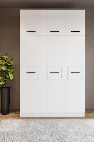 Zarif 6 Kapaklı 10 Bölmeli Beyaz Dolap