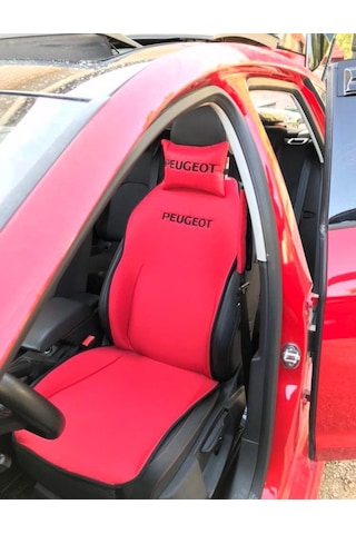 Peugeot Nakışlı Ön İkili Oto Koltuk Minderi 2 Adet Boyun Yastığı