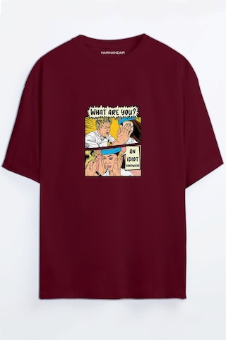 Gordon Ramsay: An Idiot Sandwich Baskılı Unisex Siyah Oversize T-shirt Bordo