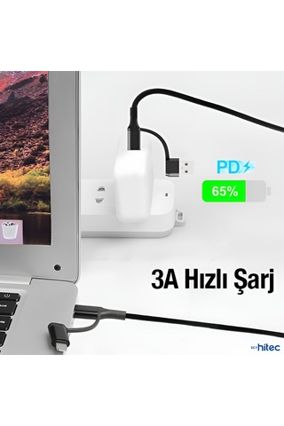 Schitec 4in1 Type-c Usb Lightning Type-c Çıkışlı Şarj Kablosu