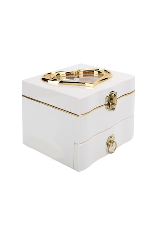 Springsun Dans Eden Kız Figürlü Sarımsaklı Müzik Kutusu, 1 Çekmece Ve 4 Bölmeli, Yumuşak Kadife Döşemeli, Ev Dekorasyonu, Kuruşluk Ve Hediye İçin, Beyaz Çok Renkli