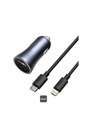 Baseus Golden 40w Araç İçi Şarj + 1m Kablo-gri