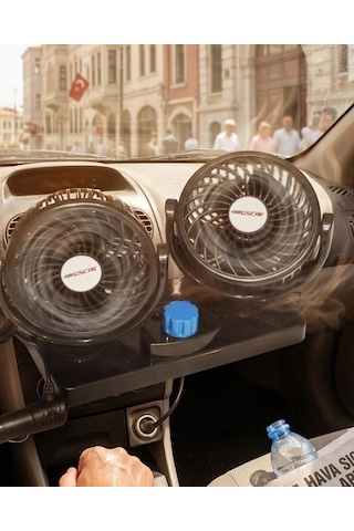 Mey İthalat 12v Araç İçi Vantilatör Çift Modlu Döner Başlıklı Oto Fan