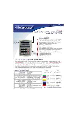 Electrosec Gd-17A 1+ Kanal Sms Otomasyon (+ Op. 8 Kanal )