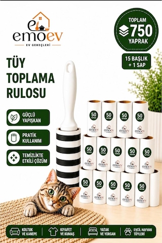 Tüy Toplayıcı Rulo Seti 15 Başlık / Toplam 750 Yaprak - Yüksek Yapışkanlı Kedi Köpek Tüyü, Koltuk Ve Kıyafet Temizleme Rulosu Tüy Toplayıcı Rulo Seti 15 Başlık / Toplam 750 Yaprak - Yüksek Yapışkanlı Kedi Köpek Tüyü, Koltuk Ve Kıyafet Temizleme Rulosu