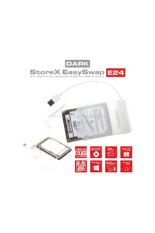 Dark Storex E24 2.5" Usb3.0 Disk Kutusu + Çıkarılabilir Başlıklı