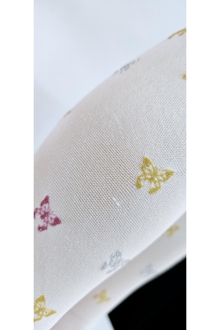 Kelebekli Simli Çocuk Külotlu Çorap - Dore St08584 Beyaz