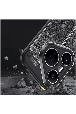 Huawei Pura 80 Pro Uyumlu Silikon Kılıf Deri Desenli Kamera Korumalı Autofocus Kapak Siyah
