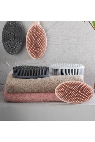 Mainshop Vücut Masaj Fırçası, Çift Taraflı Sırt Kese Banyo Duş Bebek Masaj Yumuşak Fırça Antrasit M-151