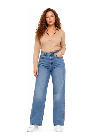 Dekploy Kadın Yüksek Bel Wide Leg Denim Bol Pantolon Bgl-st05449 Buz.mavi