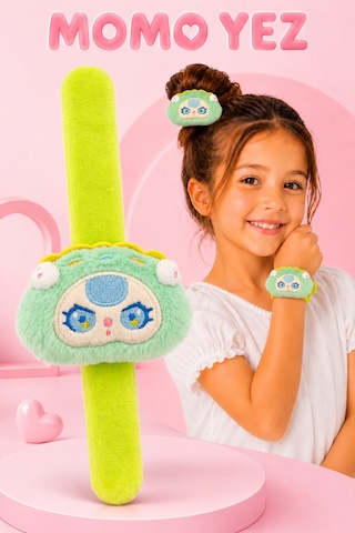 Ay Tavşanı Peluş Bileklik Oyuncak Bileğe Vurunca Sarılan Slap Bileklik, Çok Amaçlı Saç Tokası Zümrüt Yeşili