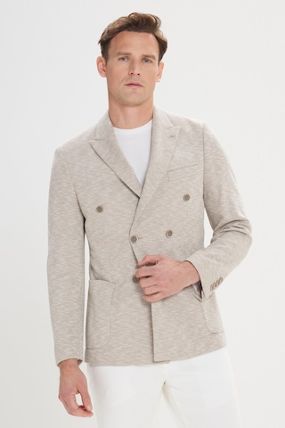 Ac&co Erkek Bej Slim Fit Dar Kesim Kırlangıç Yaka Pamuklu Desenli Blazer Ceket