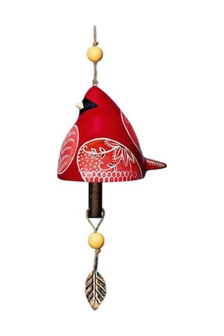 Neevoyu El Yapımı Kırmızı Kuş Resin Zil Çanı Bahçe Ve Ev Dekorasyonu, Rüzgarla Yumuşak Melodi, Dışarıda Ve İçeride Kullanıma Uygun