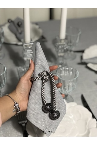 Valerium Simli Gri Peçete 35x35cm Gri