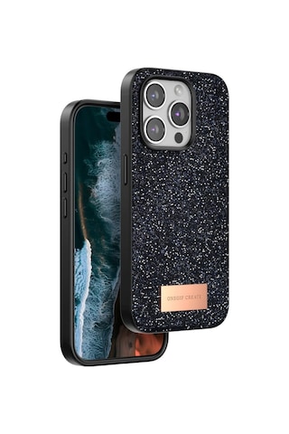 Onegif Apple iPhone Uyumlu 15 Pro Bright Simli Kapak - Siyah Çok Renkli
