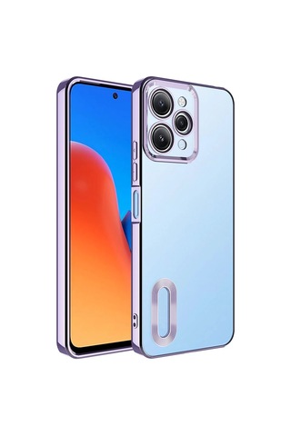 Xiaomi Redmi 12 Kılıf Kamera Lens Korumalı Logo Gösteren İnce Hafif Heptek İletişim Derin Mor