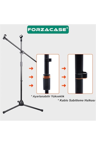 360 Döner Profesyonel Metal Mikrofon Standı 170 Cm - Fc1075