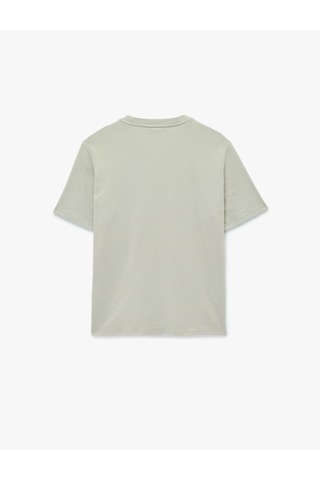 Koton Regular Fit Kısa Kollu Pamuklu Nakışlı Bisiklet Yaka Tişört Gri 6sam10105mk Gri