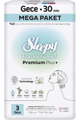 Sleepy Hijyenik Ped 15 Al 13 Öde 30'lu Bio Natural Gece Ve Rosıe Oda Kokusu