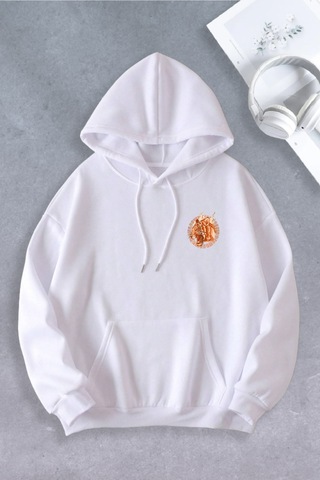Ciel Lune Nevermind Unisex Kadın Erkek Tiger Baskılı Oversize Sweatshirt Beyaz Beyaz