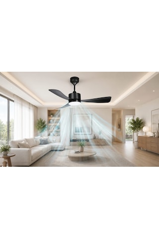 Ferah 70 W 3 Kanatlı Led Işıklı Tavan Vantilatör Uzaktan Kumandalı Siyah