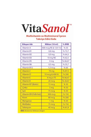 Allergo Vitasanol Takviye Edici Gıda 250 ML