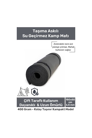 Su Geçirmez Konfor Modeli Taşıma Askılı Çift Taraflı Kamp Zemin Çadır Uyku Matı Siyah Yer Minderi Çok Renkli