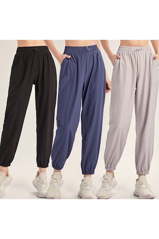 Jeemson Kadın Spor Taytları: Yoga & Koşu İçin Esnek Bel, Cepli, Cepli Cep, Konforlu, Uzun, Düz Renk Gri