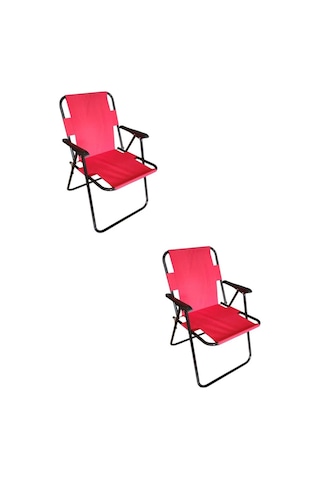 Plastik Kollu Katlanir 2 Li Piknik Ve Kamp Sandalyesi Kirmizi 46,5x40,5x41 Cm Sirt 57x55x81 Cm Kırmızı