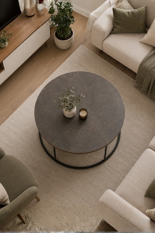 Reyo Falez Terra Lüx Gordion Yuvarlak Orta Sehpa Modern Metal Ayaklı Salon Ve Oturma Odası Sehpası 70 Cm