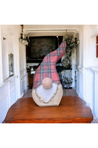 Gnome, Burnuk, Sakallı Kafadar Ekoseli Ahşap Dekor